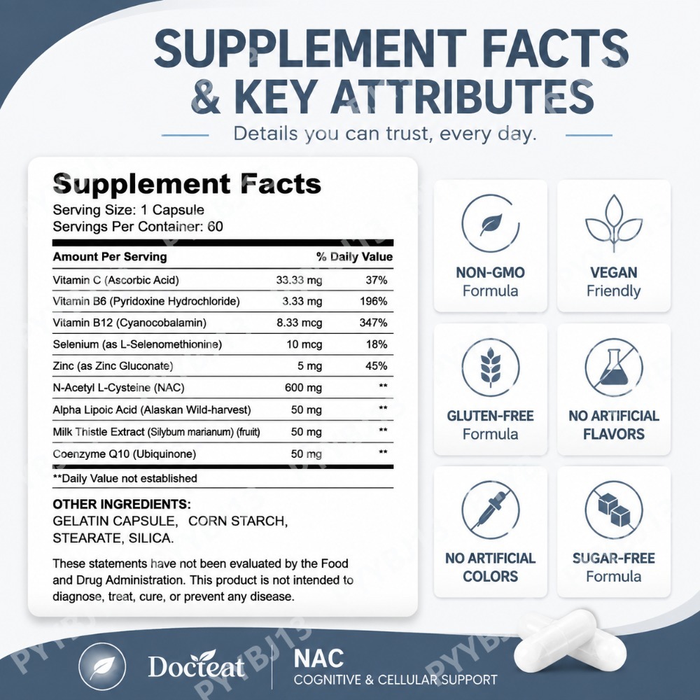 Docteat NAC Supplement Capsule - Nac N Acetyl Cysteine recensie en prijs